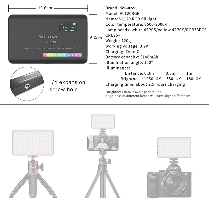 2026 New120 RGB Pocket Fill Li - Photography Lighting Indoor recension och pris