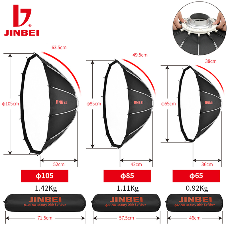 JINBEI 65  Quick Open Paraboli - Photography Lighting Box recension och pris