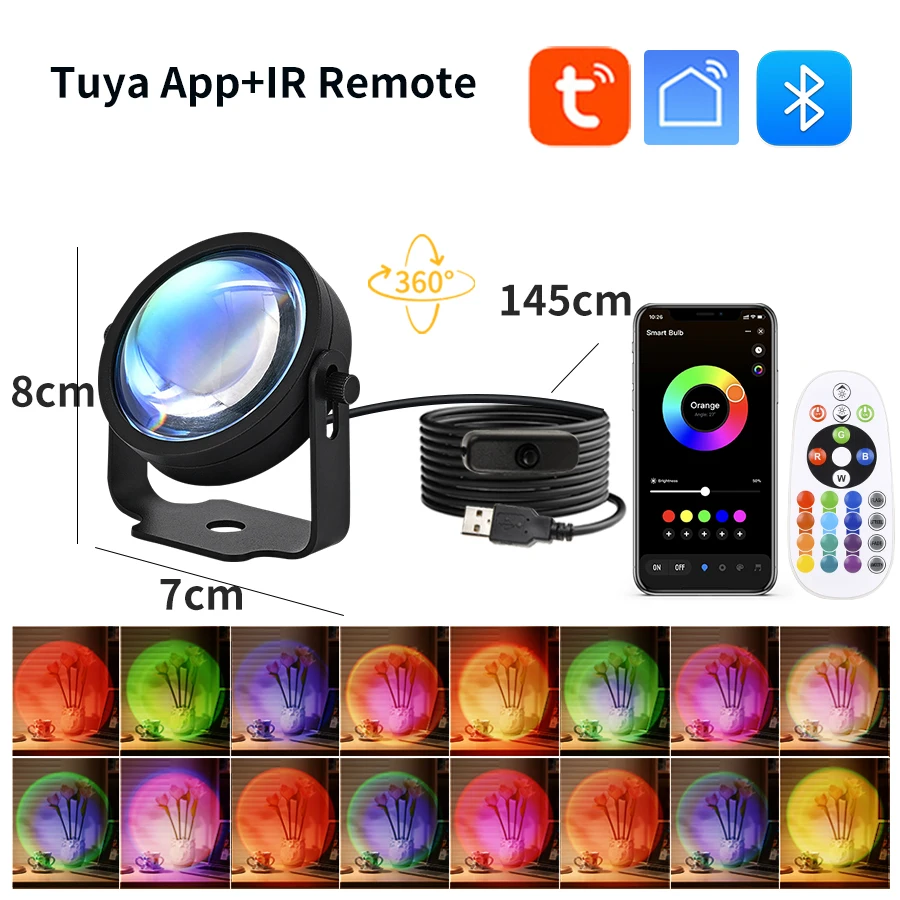 Smart Sunset Lamp Tuya USB Sun - Photography Lighting Setup recension och pris