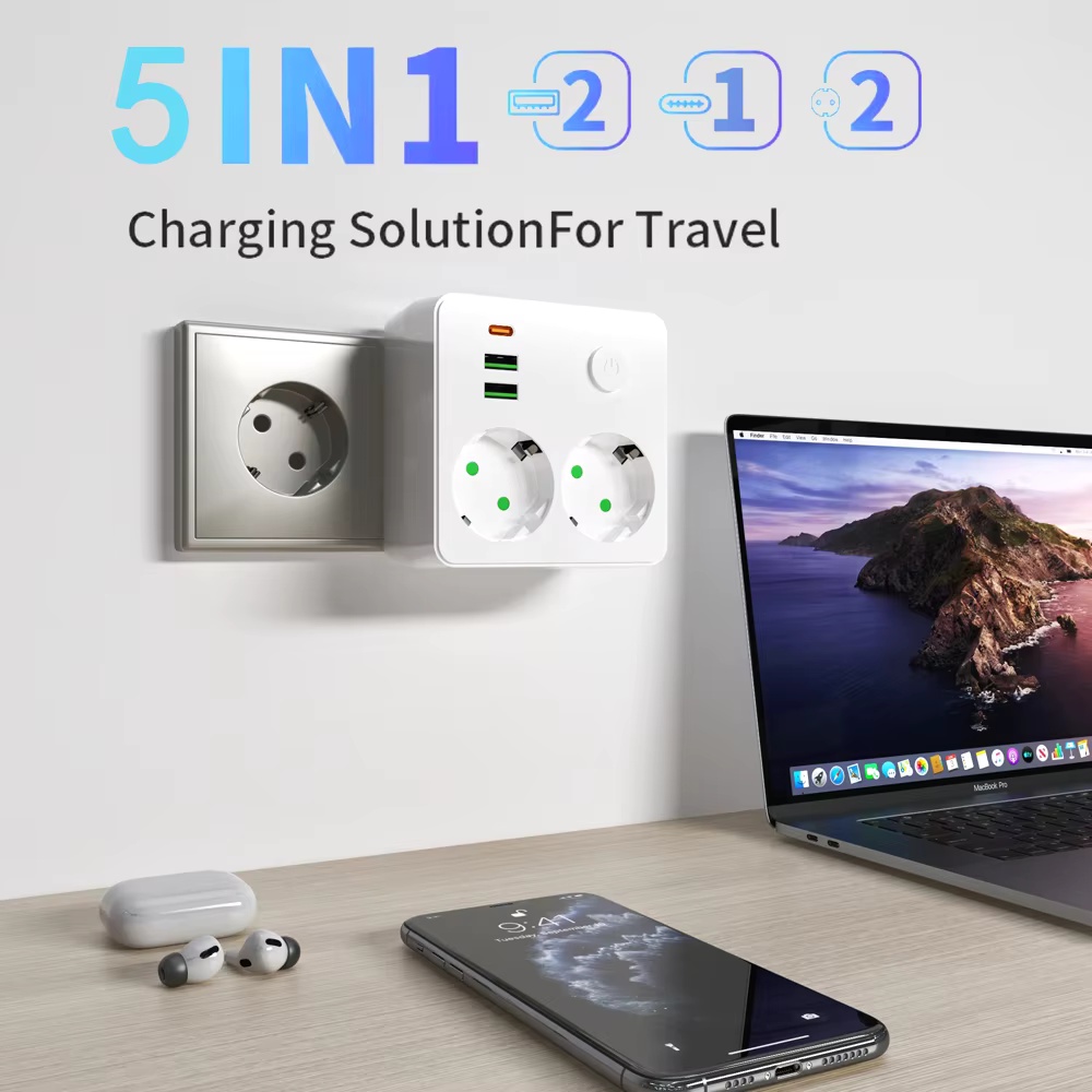 EU Plug Outlet 2 Sockets Multi - Photography Lighting Uk recension och pris