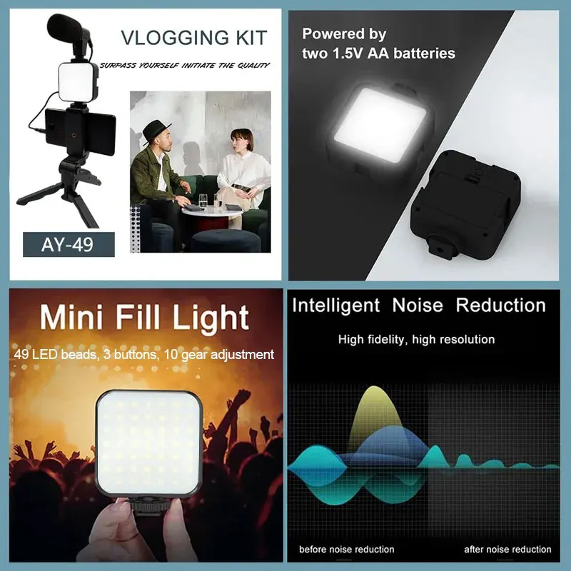 AY49 Smartphone Vlogging Kit W - Iris Photography Led Lighting Pack recension och pris